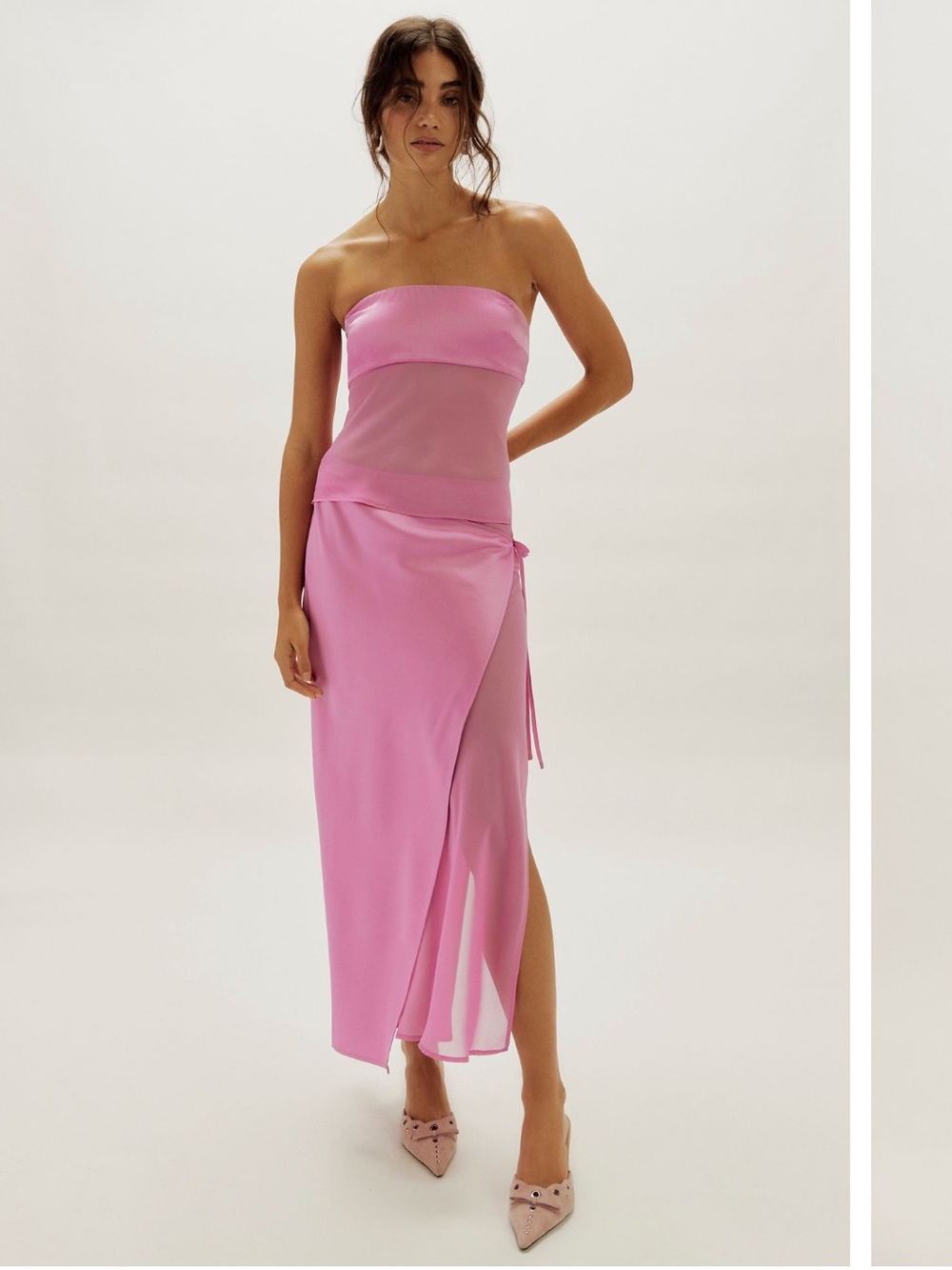Free People Ownley Ricky Tube Top + Sheer Piecing Maxi Skirt Set M